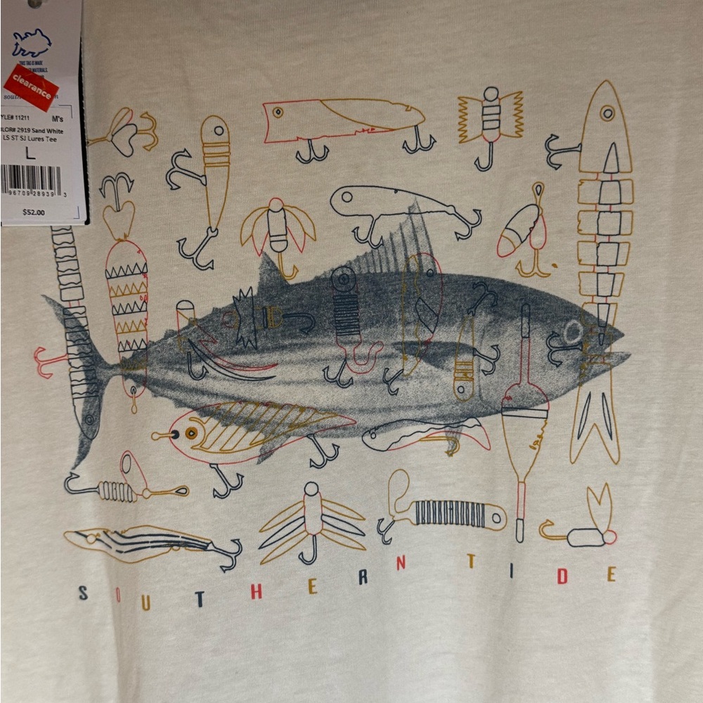 New Southern Tide Cream Long Sleeve Tee - Picture 5 of 7